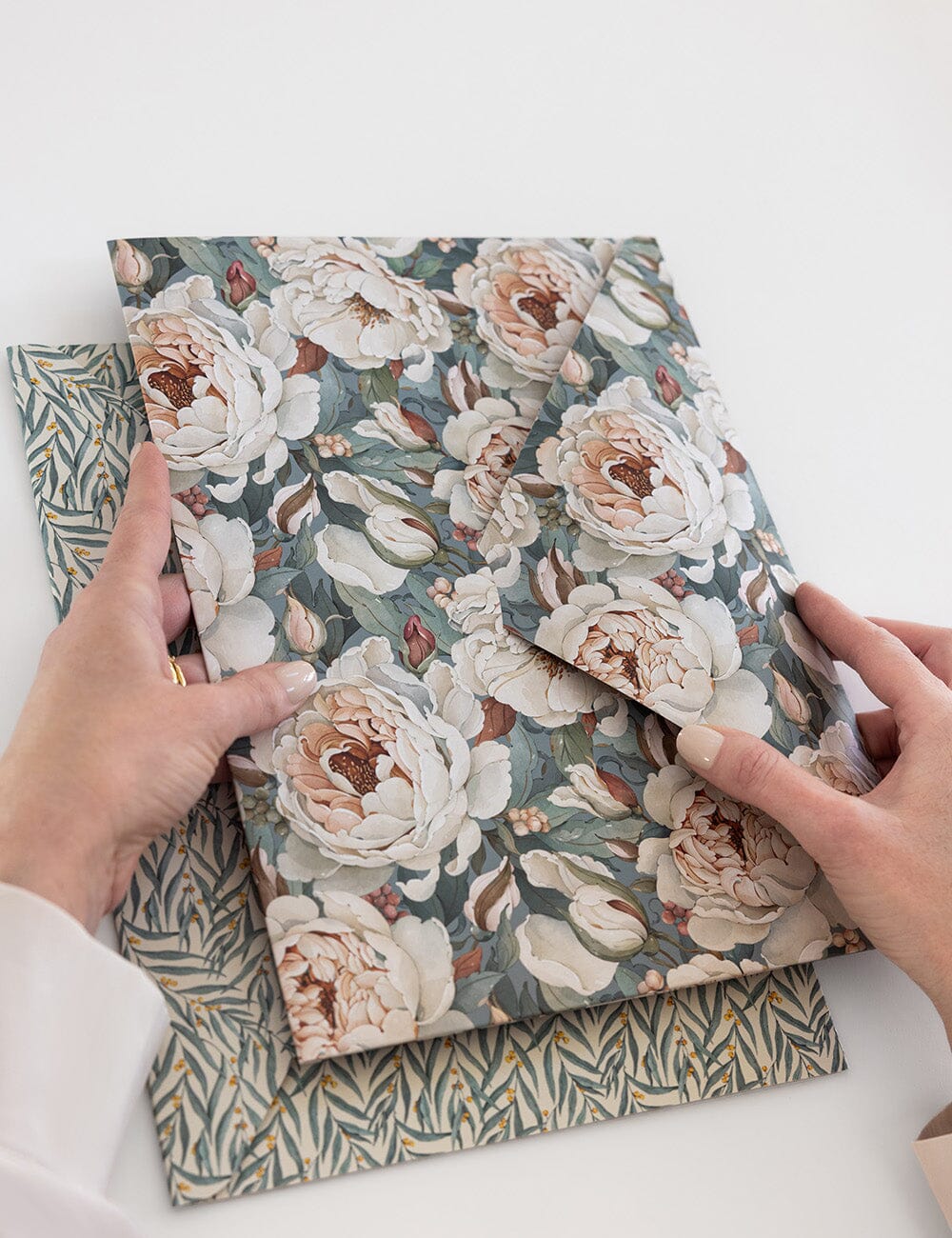 Envelope Folder A4 2 pack - Heritage Roses & Golden Wattle Document Wallet Bespoke Letterpress