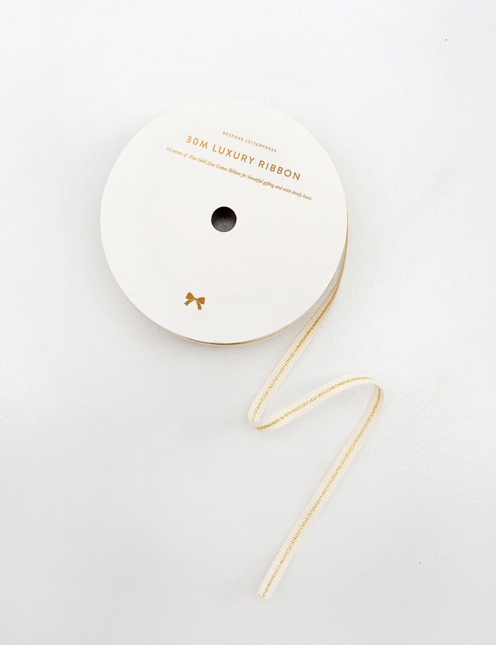 Gold Line Fine Ribbon 30 Meters Cotton Ribbon Bespoke Letterpress