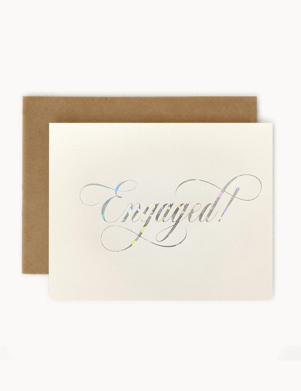Engaged Silver Holographic Greeting Card Greeting Cards Bespoke Letterpress