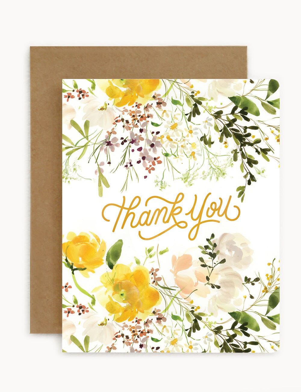 Thank you - Yellow Ranunculus Greeting Cards Bespoke Letterpress