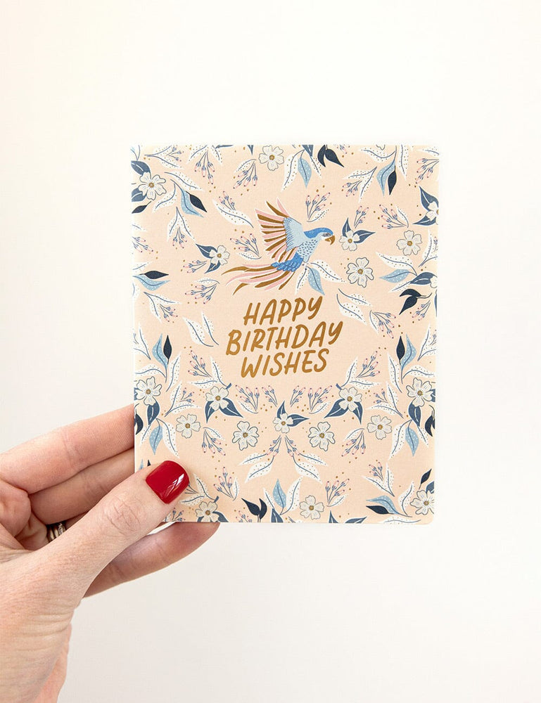 Happy Birthday Wishes - Parrots Greeting Cards Bespoke Letterpress 