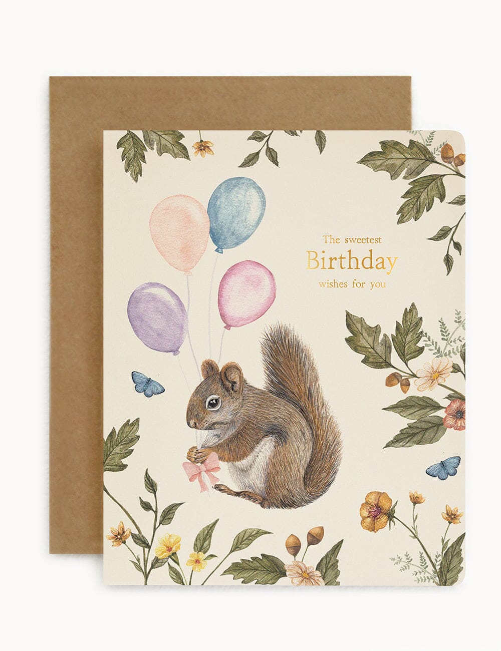 The Sweetest Birthday Wishes for You (Squirrel) Greeting Cards Bespoke Letterpress