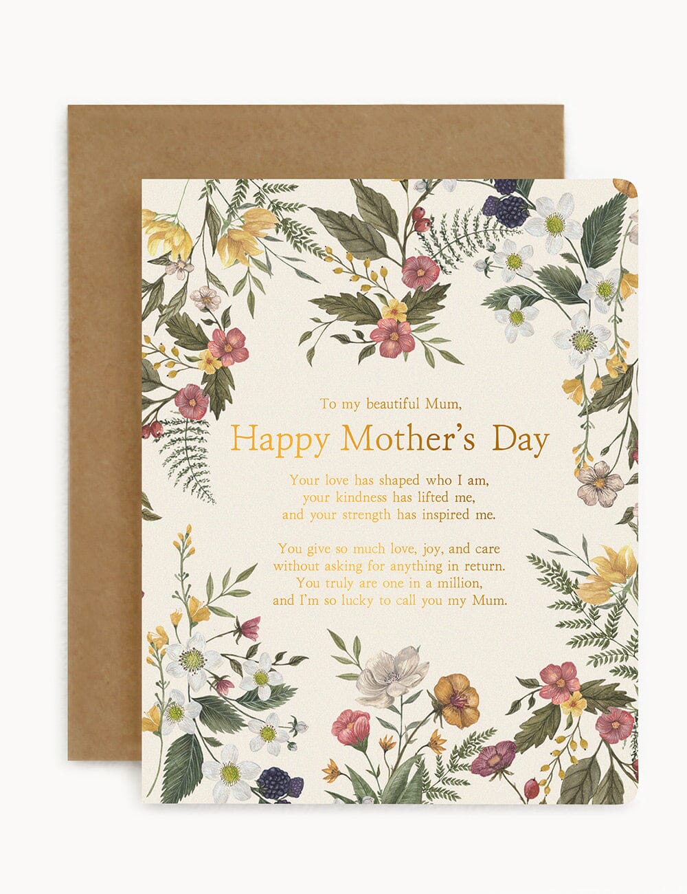 To My Beautiful Mum - Happy Mothers Day Greeting Cards Bespoke Letterpress