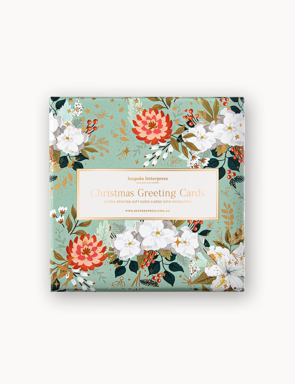 12 Pack Christmas Small Card Boxset - Floral Fields Greeting Cards Boxset Bespoke Letterpress