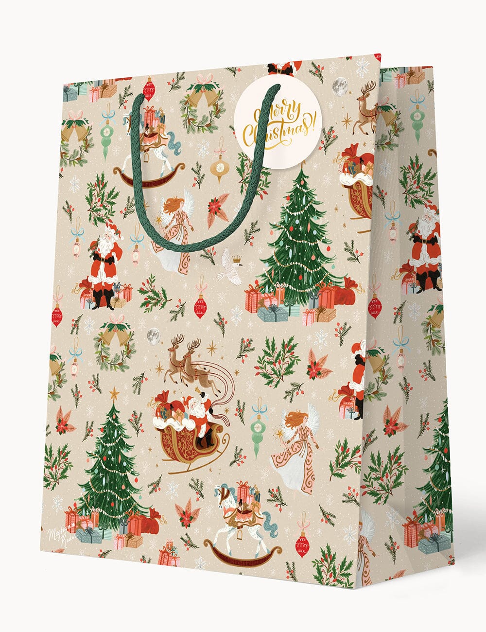 Large Christmas Gift Bag - Jolly Santa Gift Bag Bespoke Letterpress