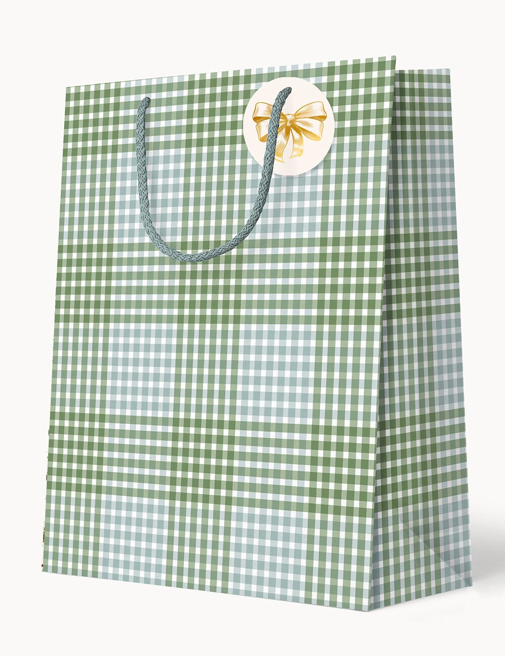 Large Gift Bag - Nordic Blue Check Gift Bag Bespoke Letterpress
