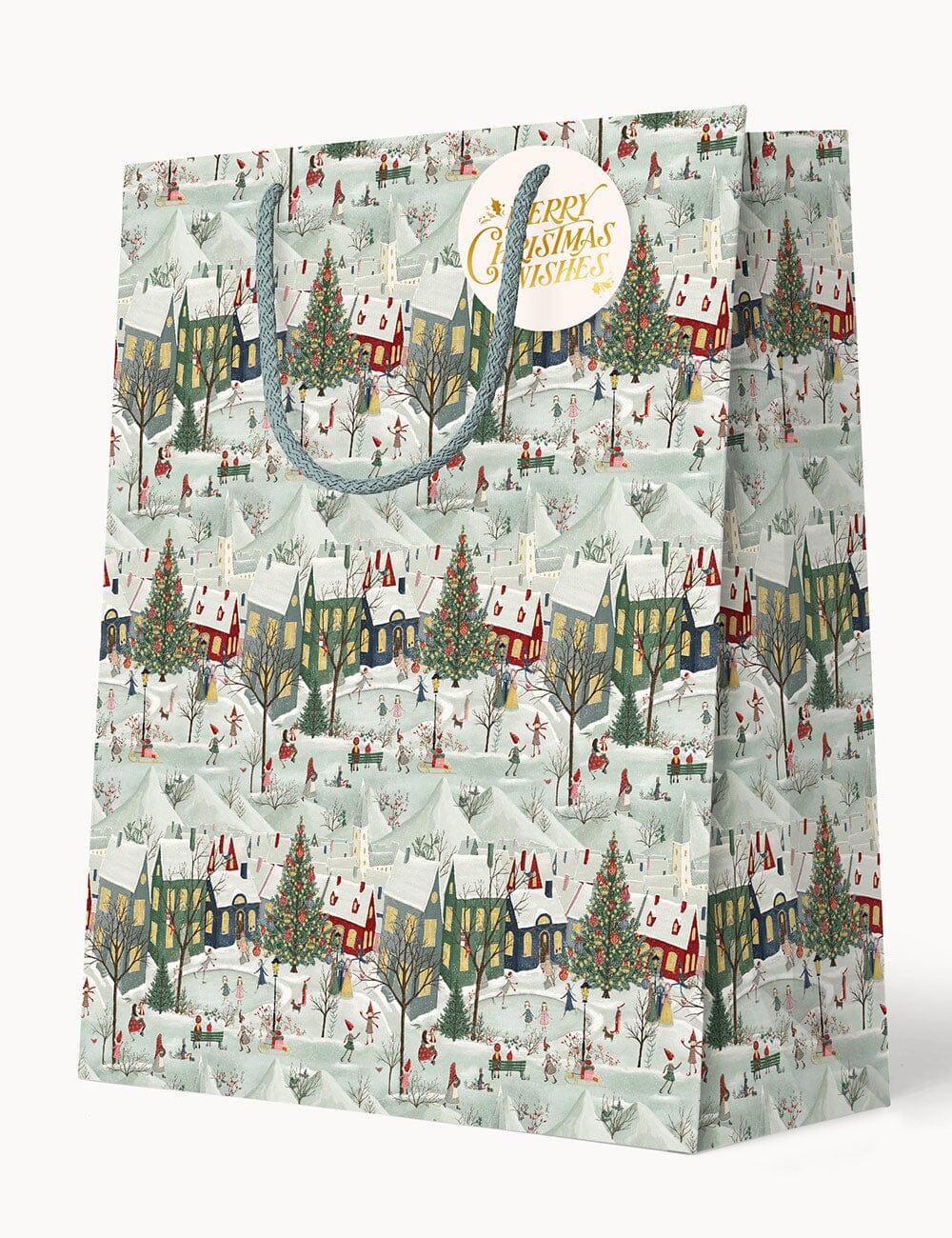 Large Gift Bag - The Snowy Village Gift Bag Bespoke Letterpress