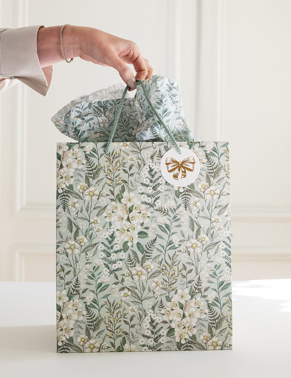Large Gift Bag - Ivory Garden Gift Bag Bespoke Letterpress