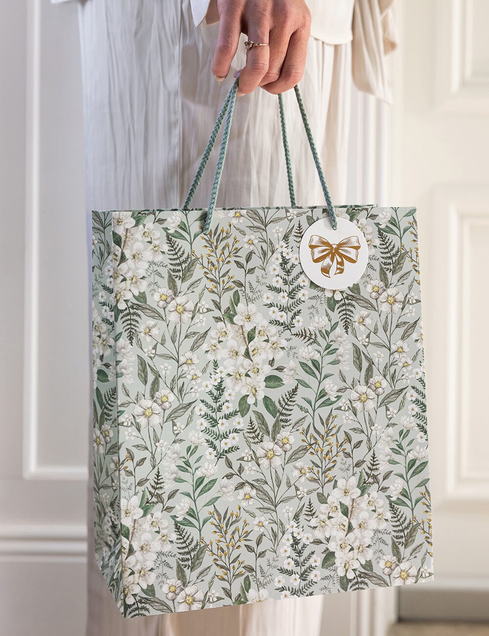 Large Gift Bag - Ivory Garden Gift Bag Bespoke Letterpress