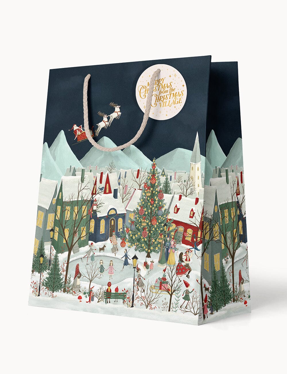 Medium Gift Bag - The Christmas Village Gift Bag Bespoke Letterpress