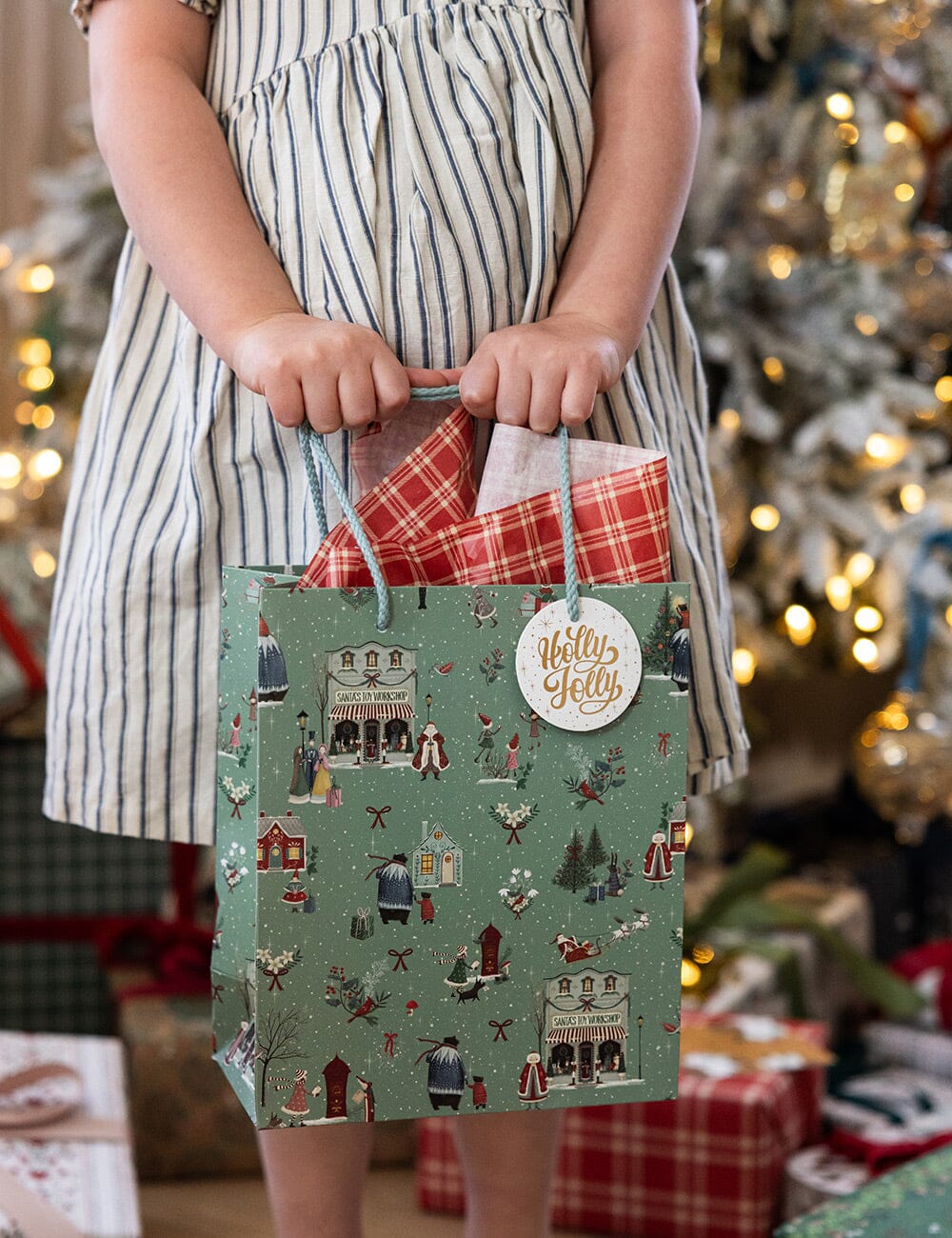 Medium Gift Bag - Santas Toy Workshop Gift Bag Bespoke Letterpress
