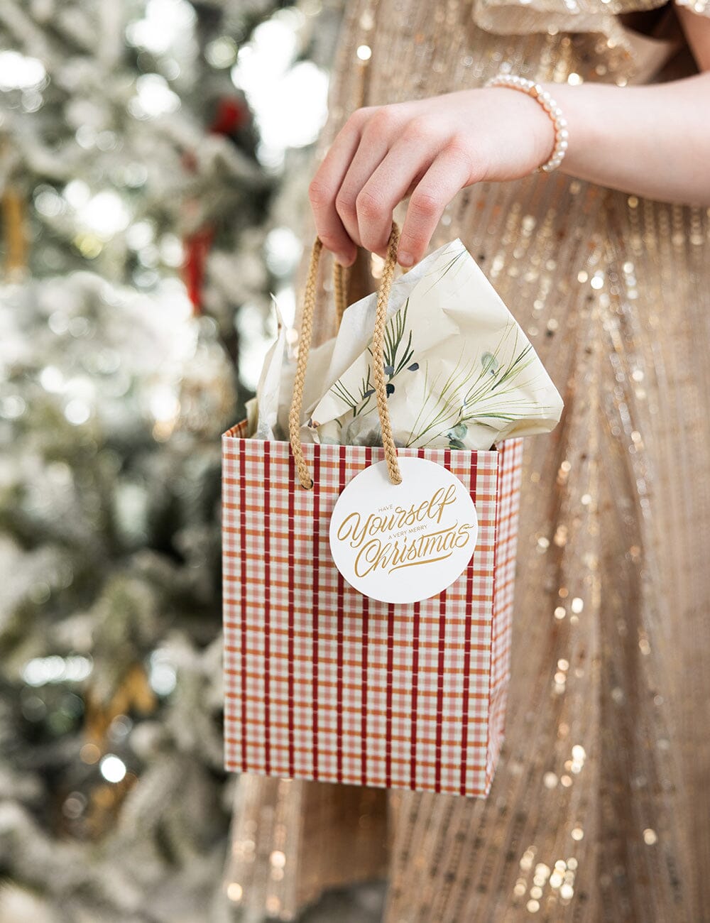 Small Gift Bag - Christmas Tartan Bespoke Letterpress