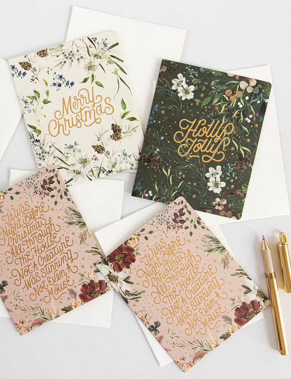 6 Pack Christmas Greeting Card Boxset - A Christmas Garden Greeting Cards Boxset Bespoke Letterpress