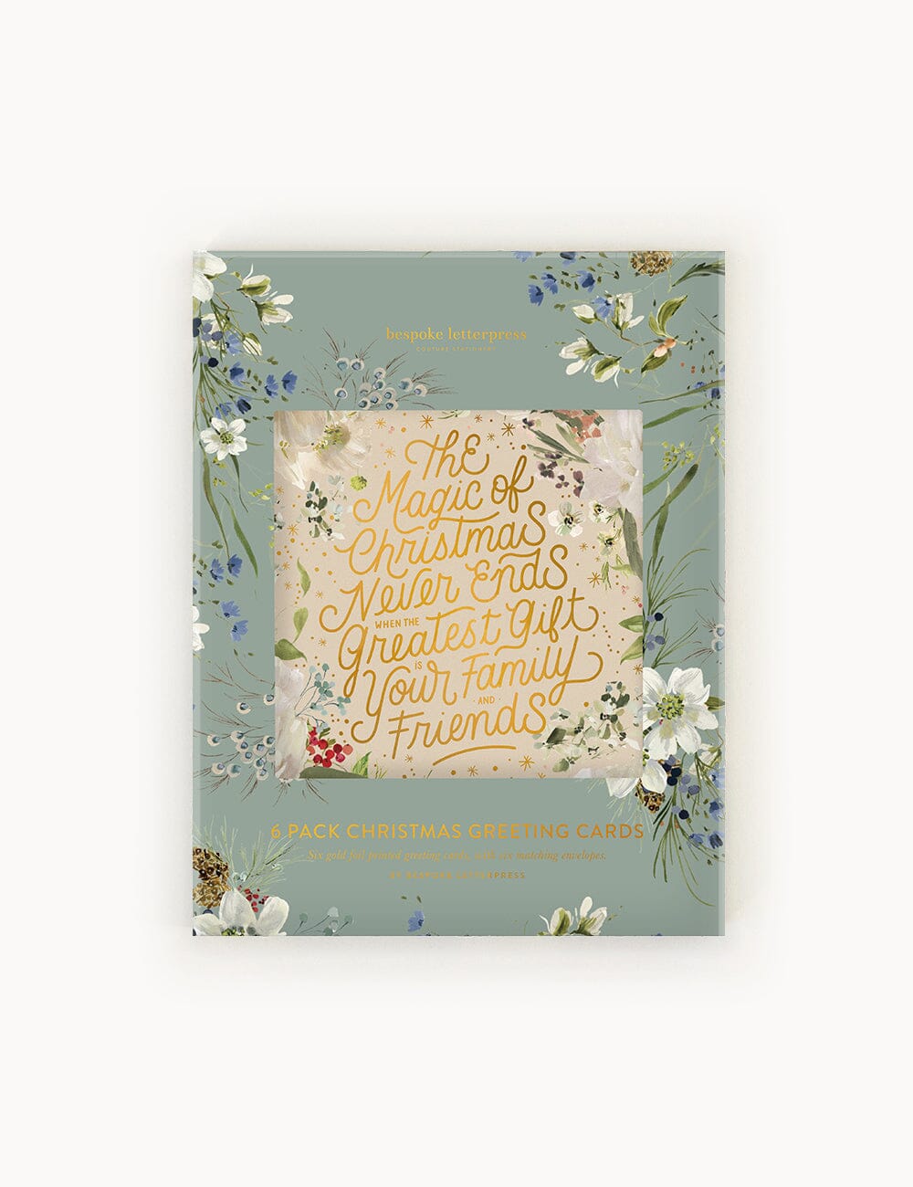 6 Pack Christmas Greeting Card Boxset - English Garden Greeting Cards Boxset Bespoke Letterpress