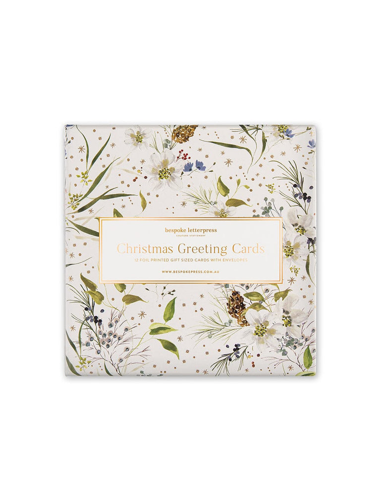 12 Pack Christmas Small Greeting Cards Boxset - A Christmas Garden Greeting Cards Boxset Bespoke Letterpress 