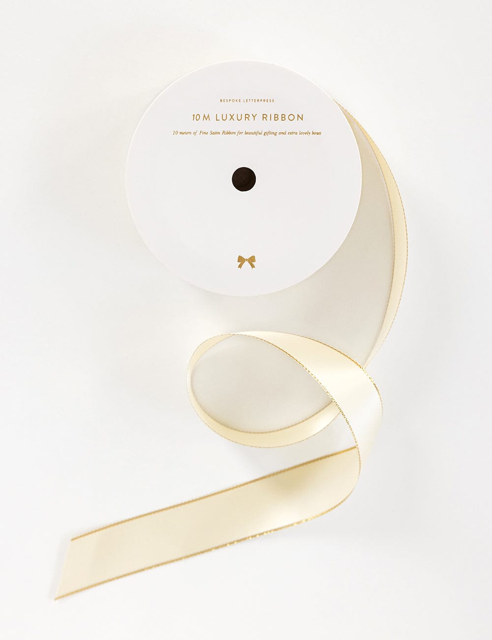 Gold Edge Ivory Satin Ribbon 10 Meters Satin Ribbon Bespoke Letterpress