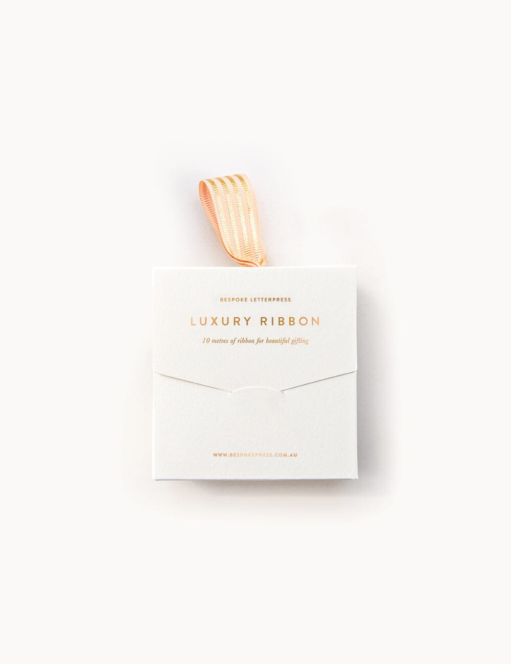 Peach Gold Foil Striped Ribbon - 10 metres ribbon Bespoke Letterpress