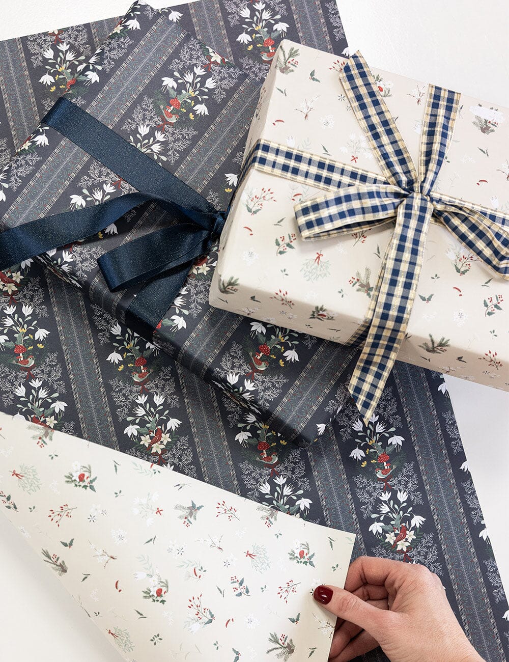 Navy and Gold Tartan Ribbon 10 Meters