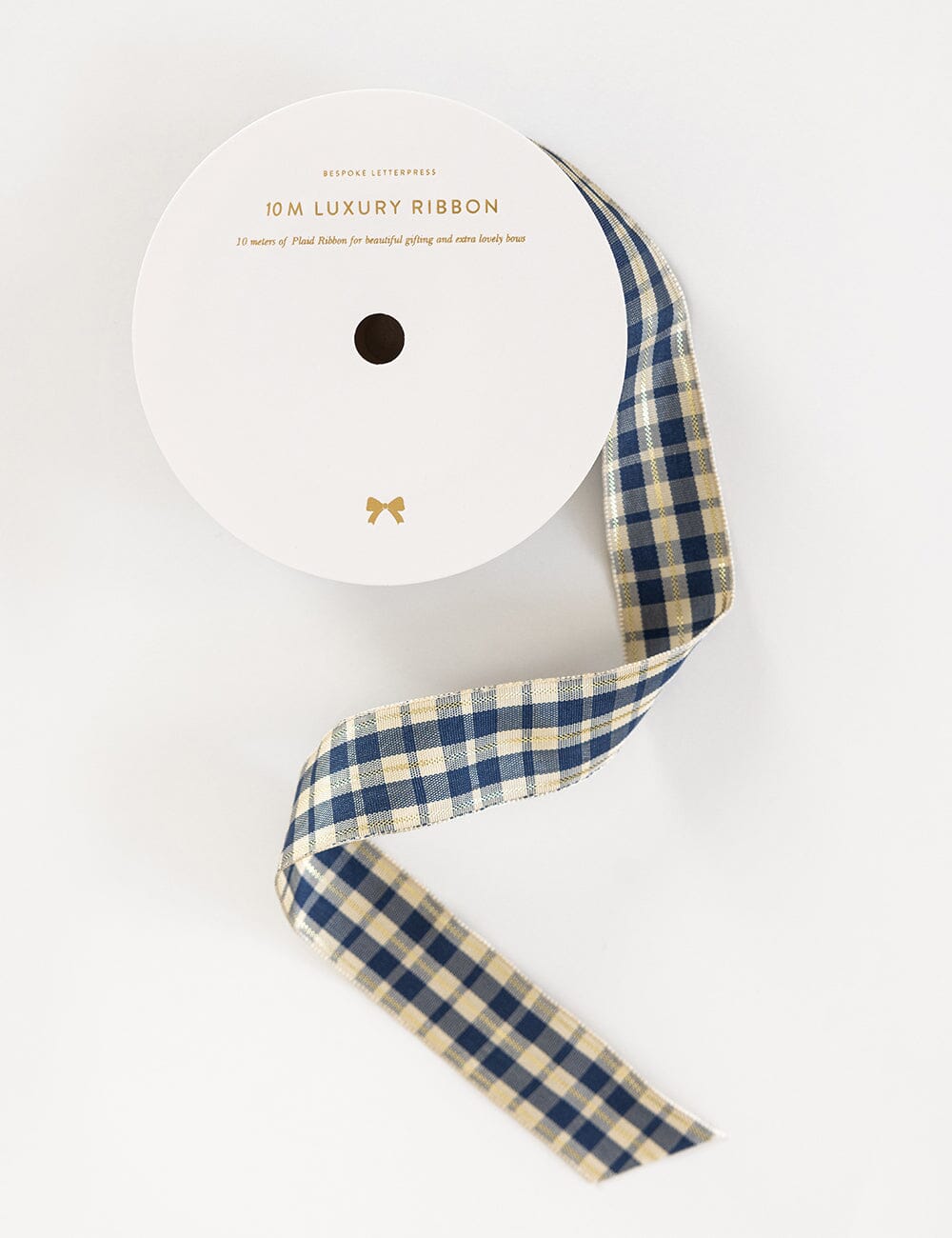 Navy and Gold Tartan Ribbon 10 Meters Ribbon Bespoke Letterpress