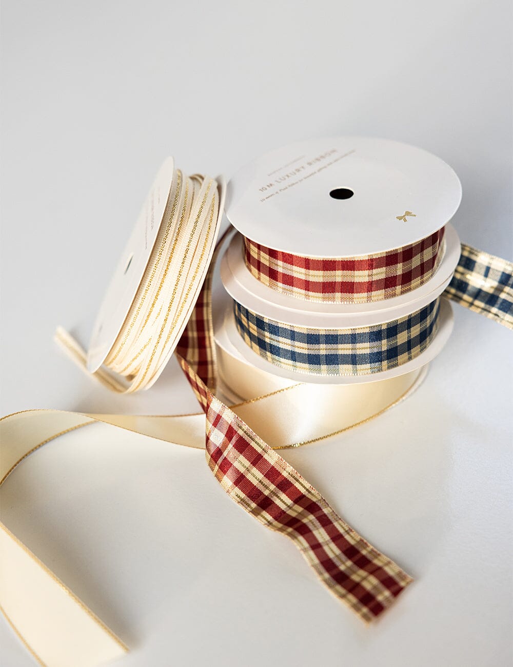 Red and Gold Tartan Christmas Ribbon 10 Meters