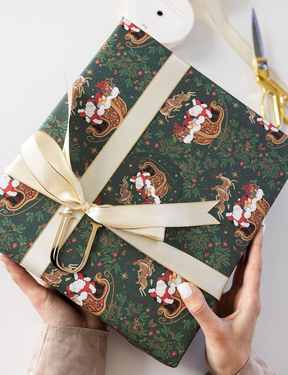 Santa Sleigh / Yuletide Petals 6pk Gift Wrap Gift Wrap Bespoke Letterpress