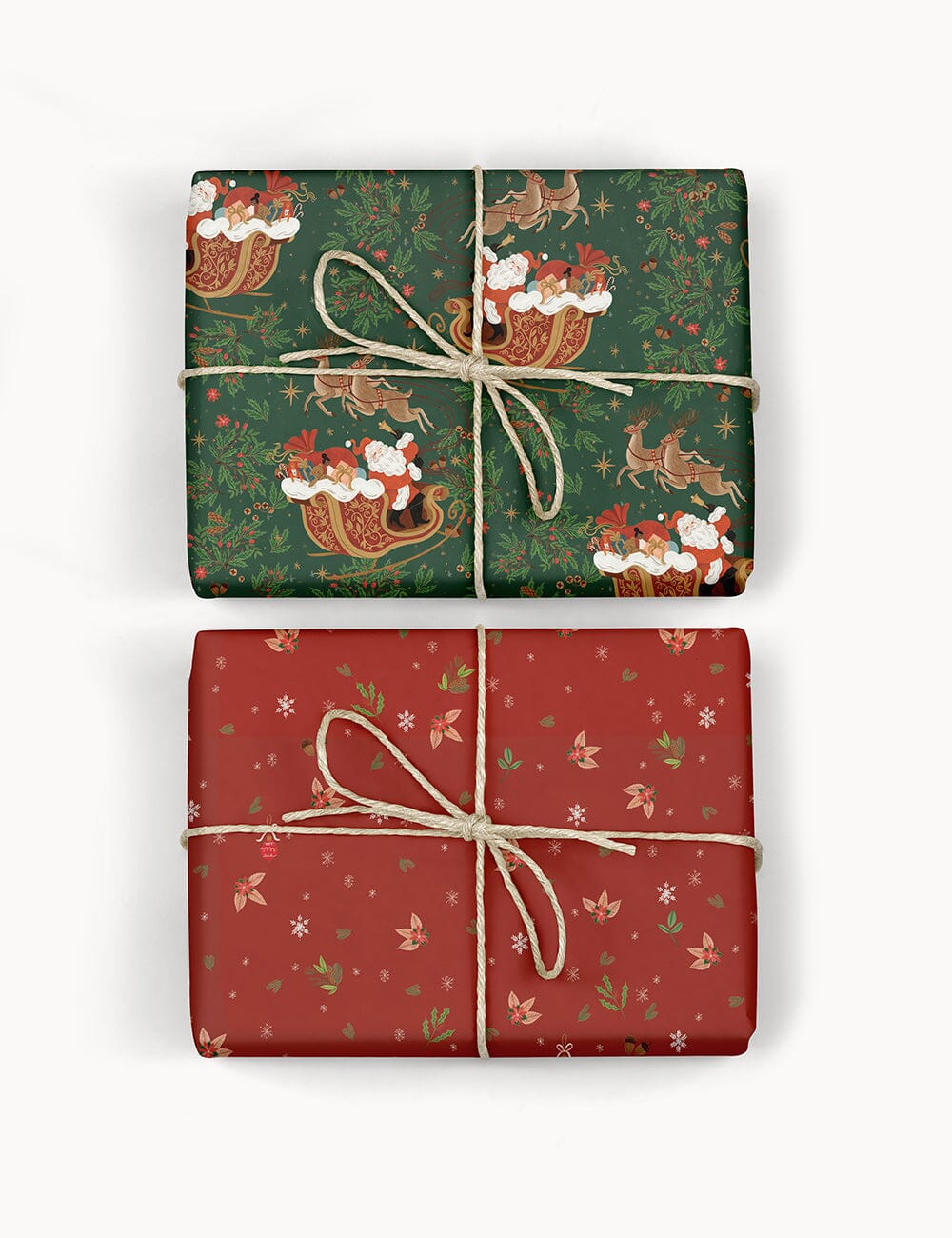 Santa Sleigh / Yuletide Petals 6pk Christmas Gift Wrap Sheets Gift Wrap Bespoke Letterpress