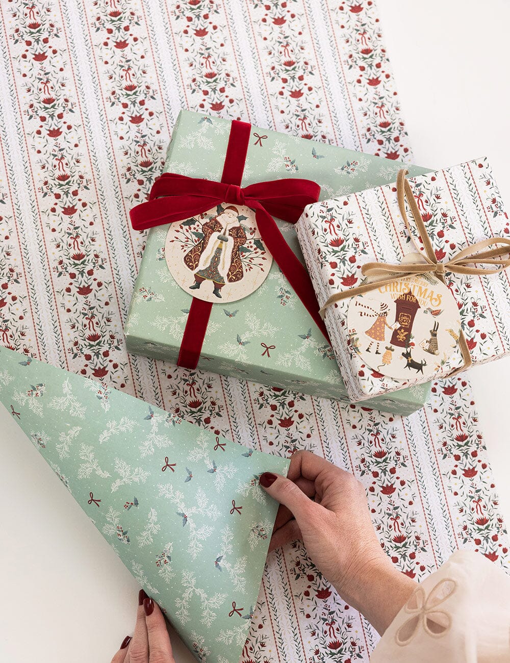 Holly & Bows / Festive Florals - 6pk Gift Wrap Sheets Gift Wrap Bespoke Letterpress