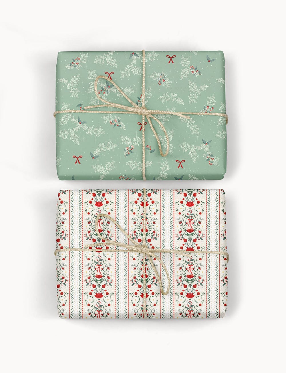Holly & Bows / Festive Florals - 6pk Gift Wrap Sheets Gift Wrap Bespoke Letterpress