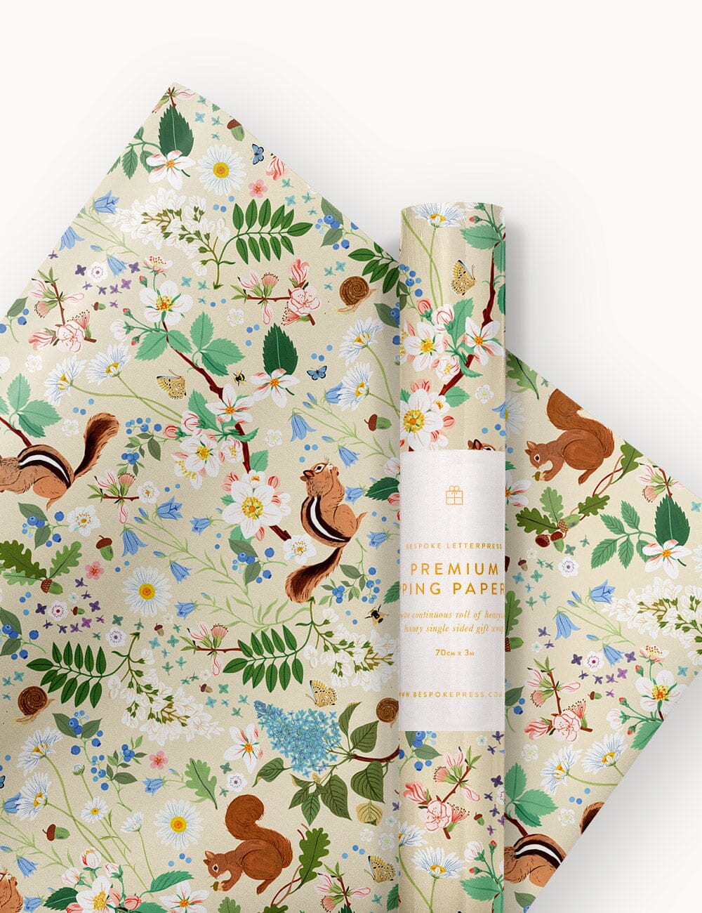 Gift Wrap Roll 3m - Chipmunk Gift Wrapping Bespoke Letterpress