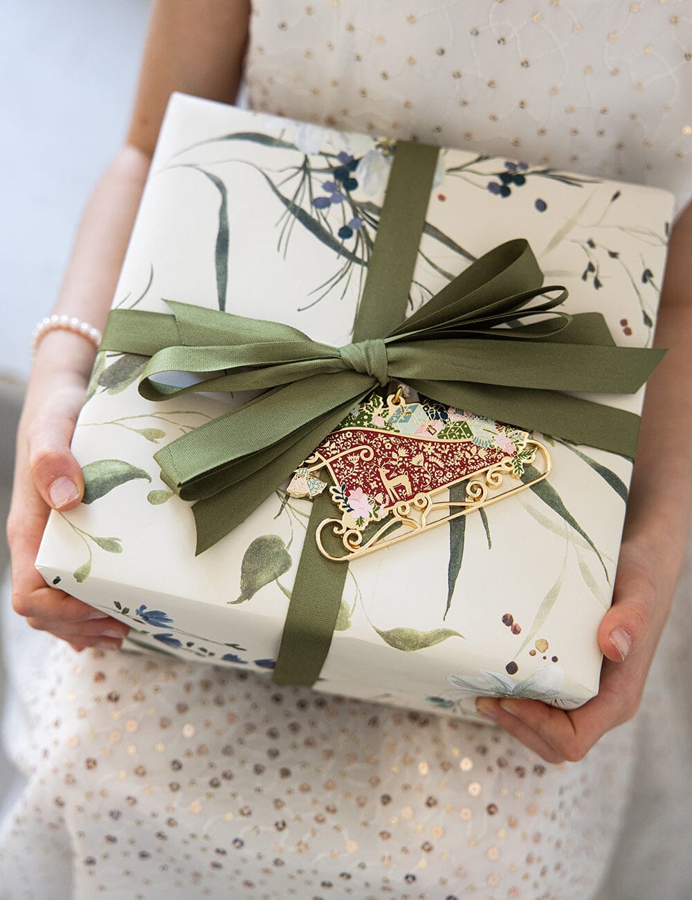 Gift Wrap Roll - A Christmas Garden (Cream) Gift Wrapping Bespoke Letterpress