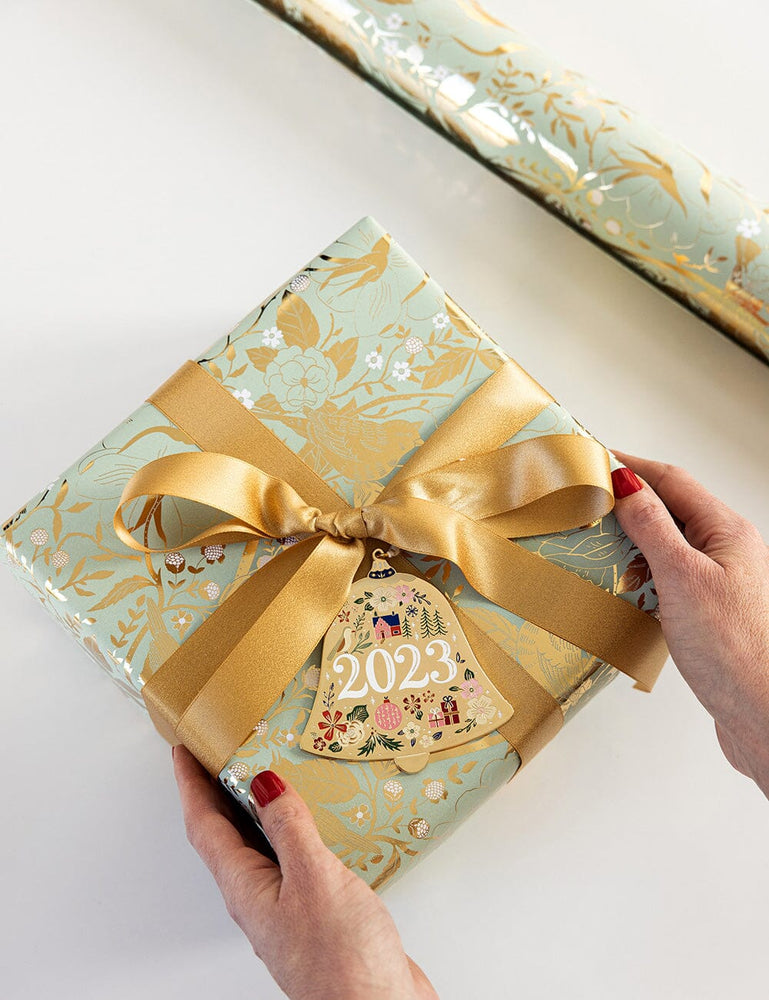 Gift Wrap Roll - Golden Garden (Mint with Gold Foil) Gift Wrapping Bespoke Letterpress 