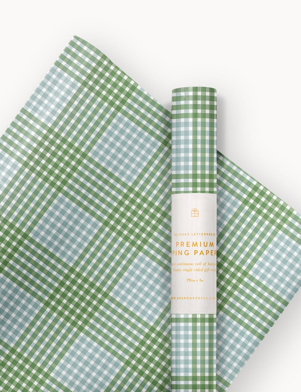 Gift Wrap Roll 3m - Nordic Blue Check Gift Wrapping Bespoke Letterpress