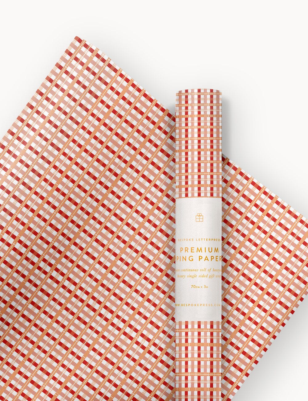 Gift Wrap Roll 3m - Christmas Tartan Check Gift Wrapping Bespoke Letterpress