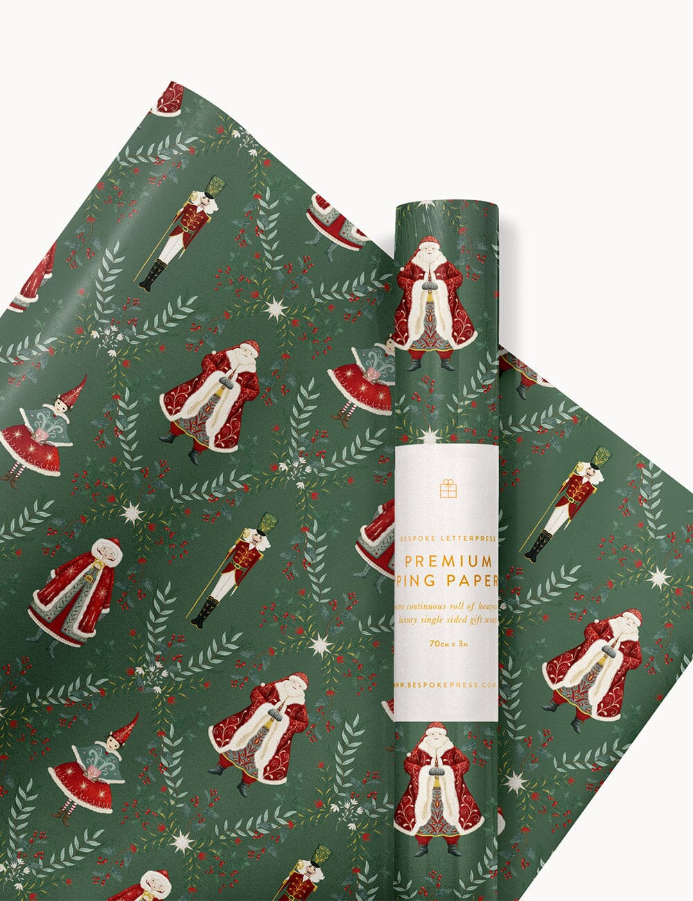 Gift Wrap Roll 3m - Mr & Mrs Claus Gift Wrapping Bespoke Letterpress