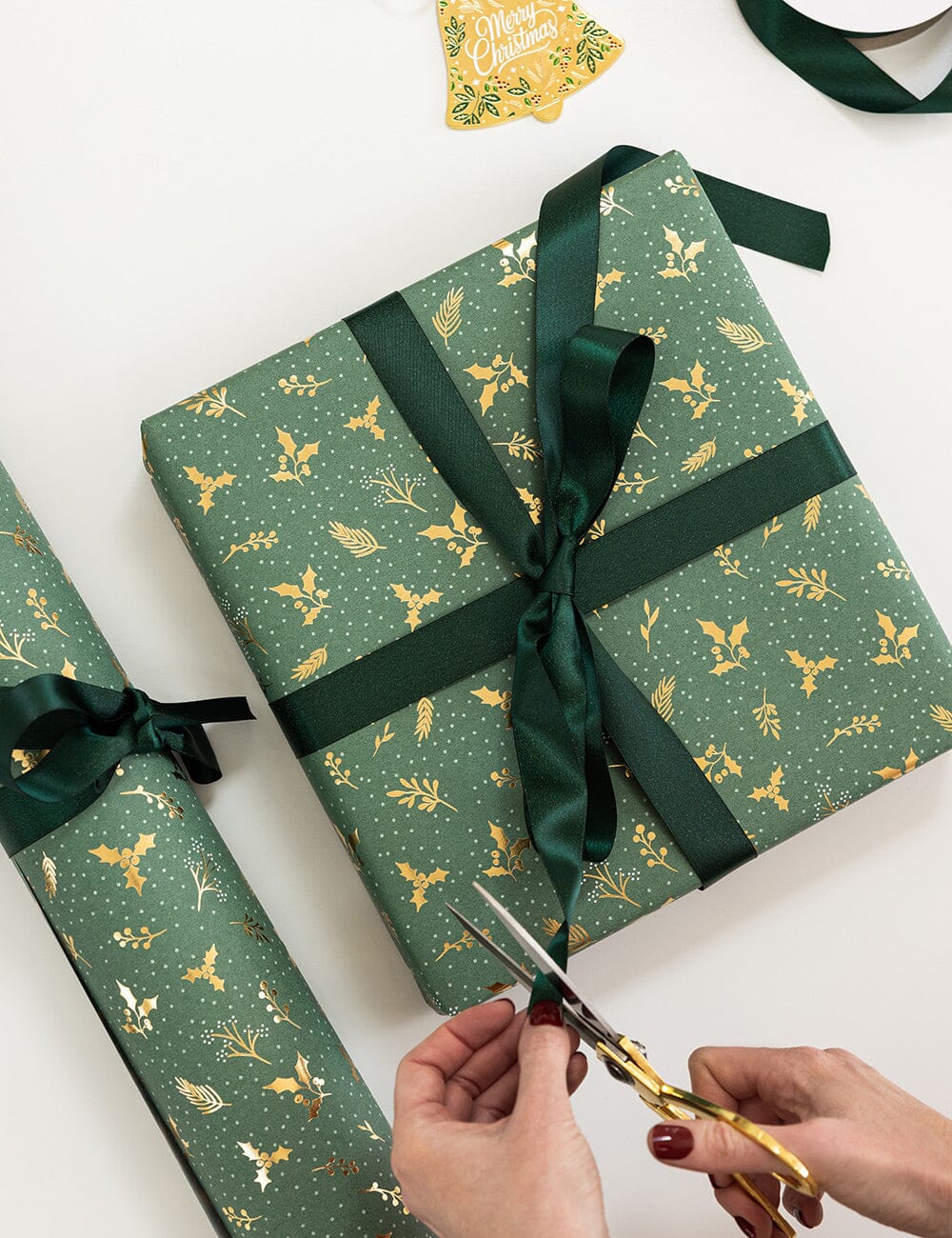 Gift Wrap Roll 3m - Golden Holly (Gold Foil) Gift Wrapping Bespoke Letterpress