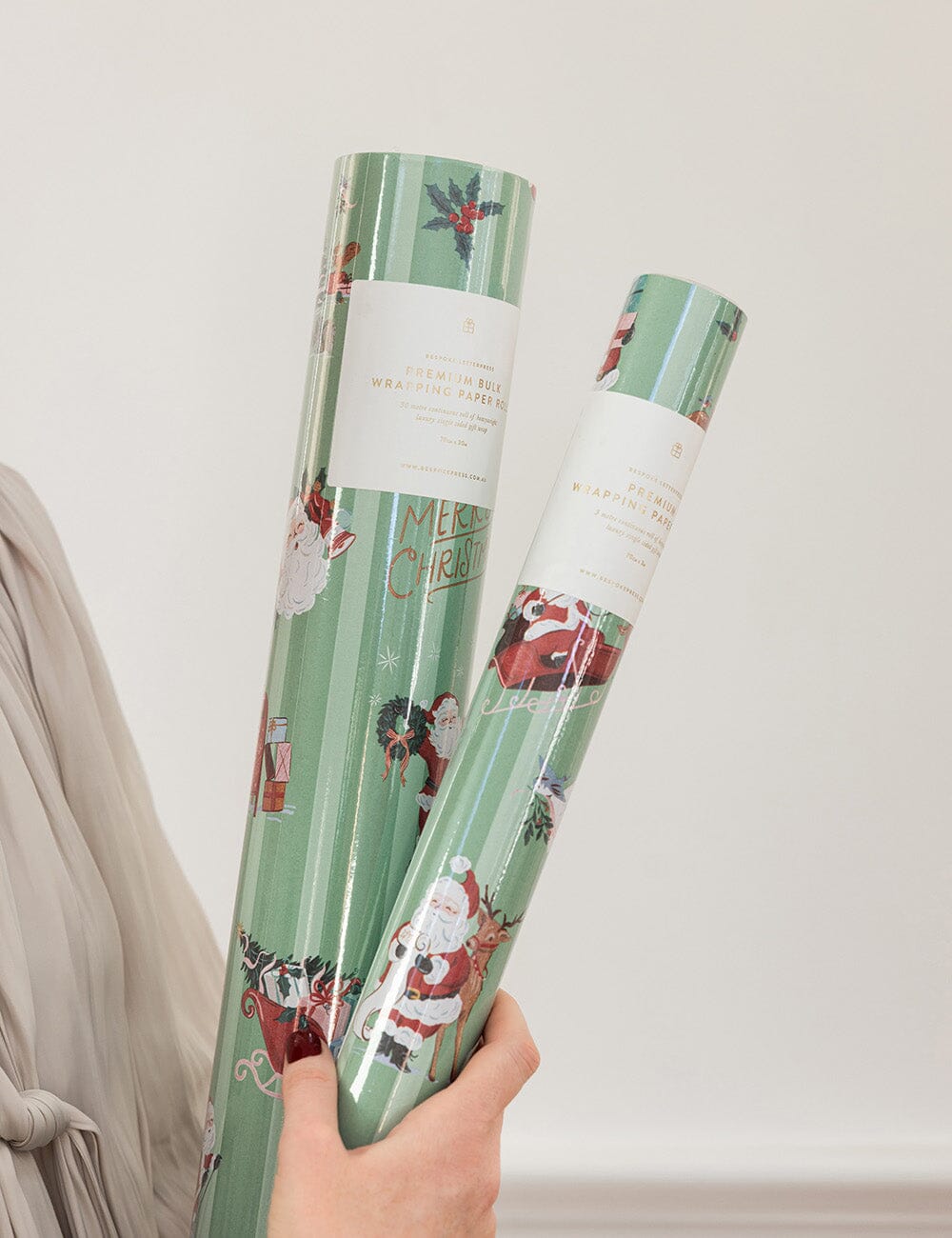 Gift Wrap Roll - Christmas Santas Gift Wrapping Bespoke Letterpress