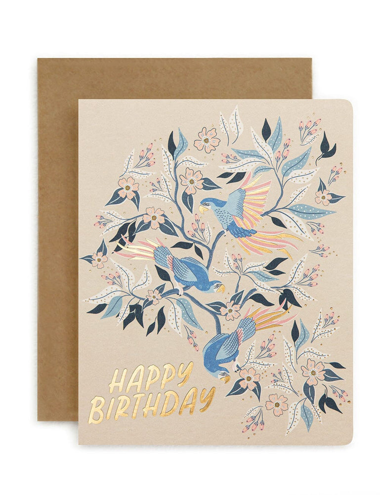 Happy Birthday (Parrots) Greeting Cards Bespoke Letterpress 