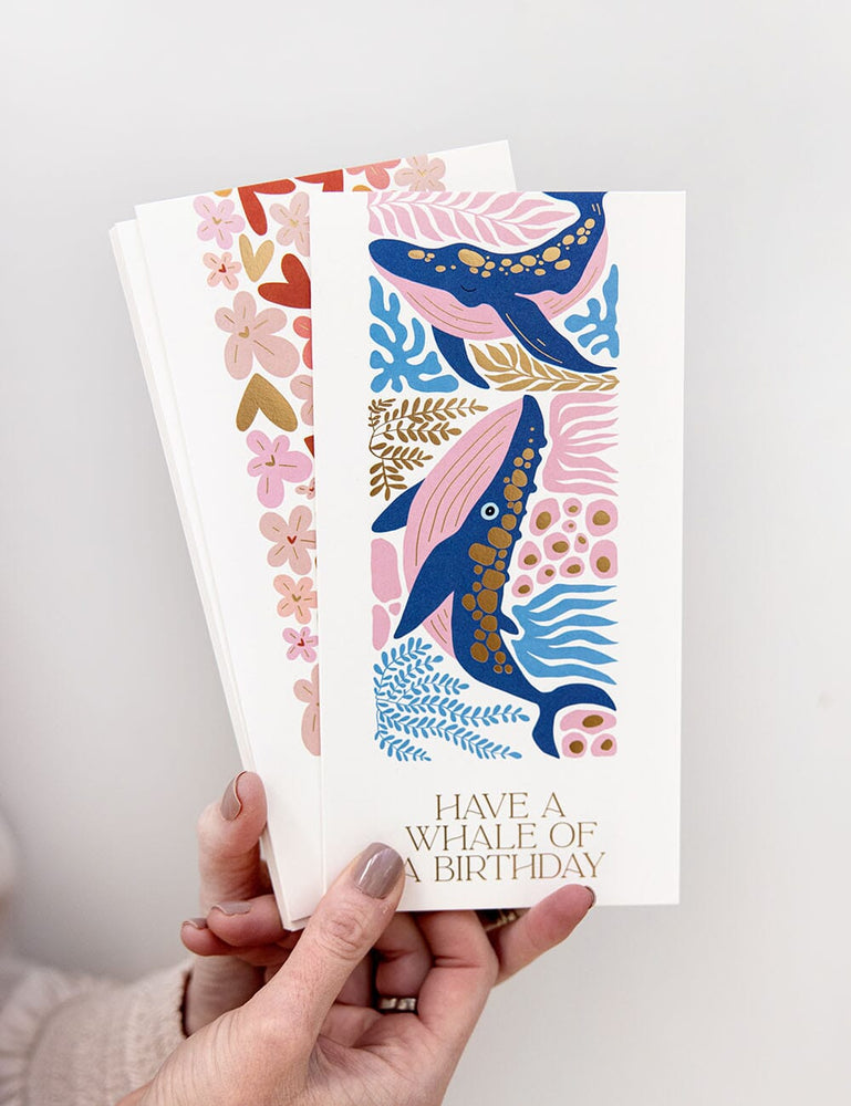 "Have a Whale of a Birthday" Tall Card Greeting Cards Bespoke Letterpress 