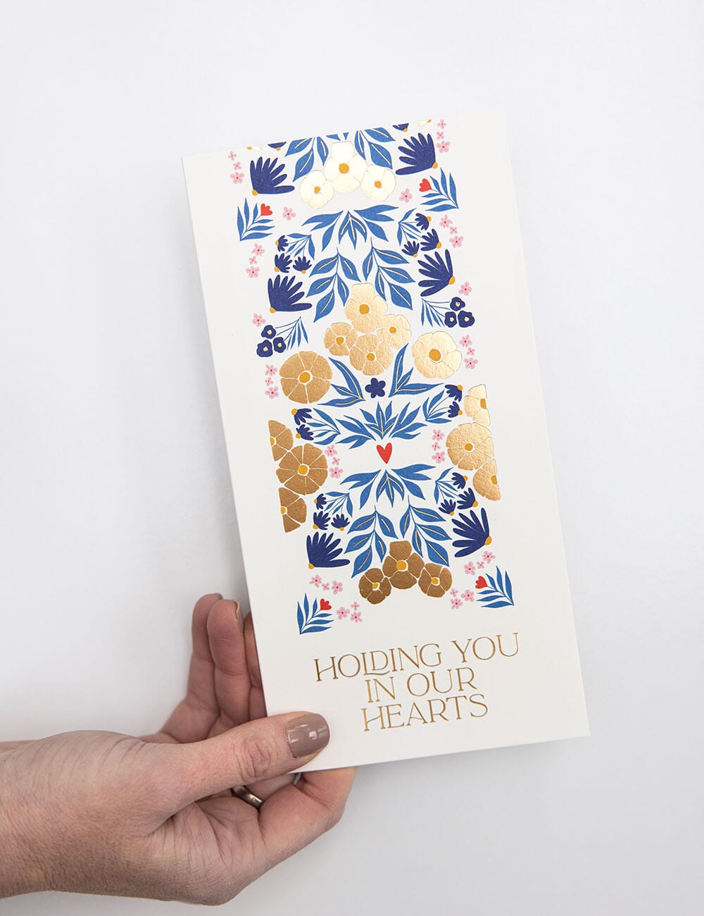 "Holding You in Our Hearts" Tall Card Greeting Cards Bespoke Letterpress