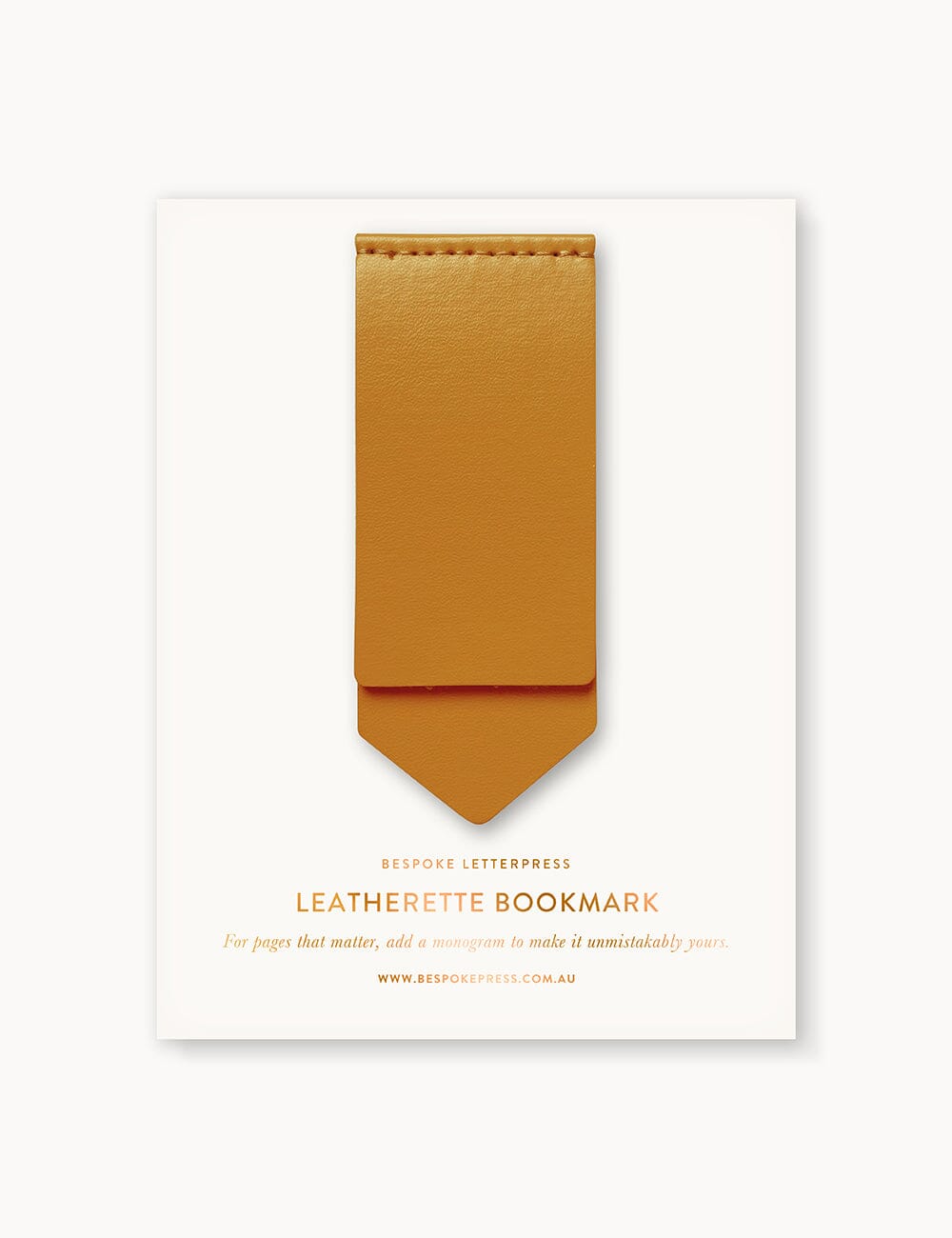 Leatherette Bookmark - Mustard Stationery Bespoke Letterpress