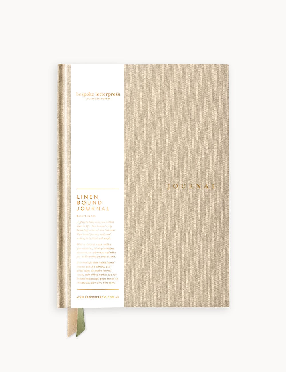 Linen Bound Journal - Desert Sand (Lined Journal) Journals Bespoke Letterpress