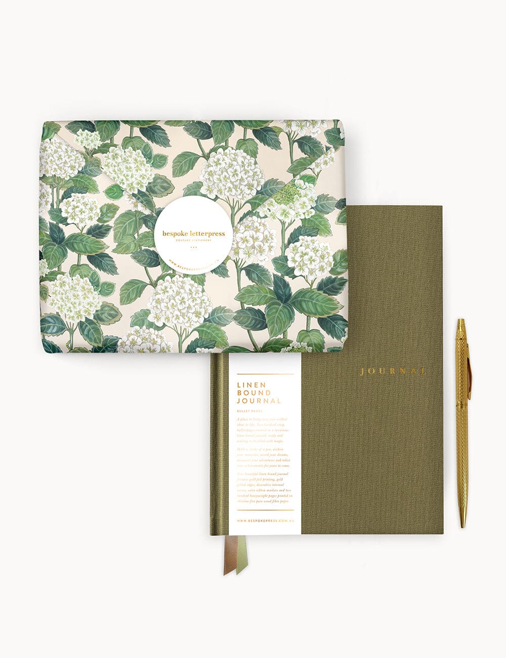 Gift Set - Linen Journal - Saltmarsh Green Journals Bespoke Letterpress