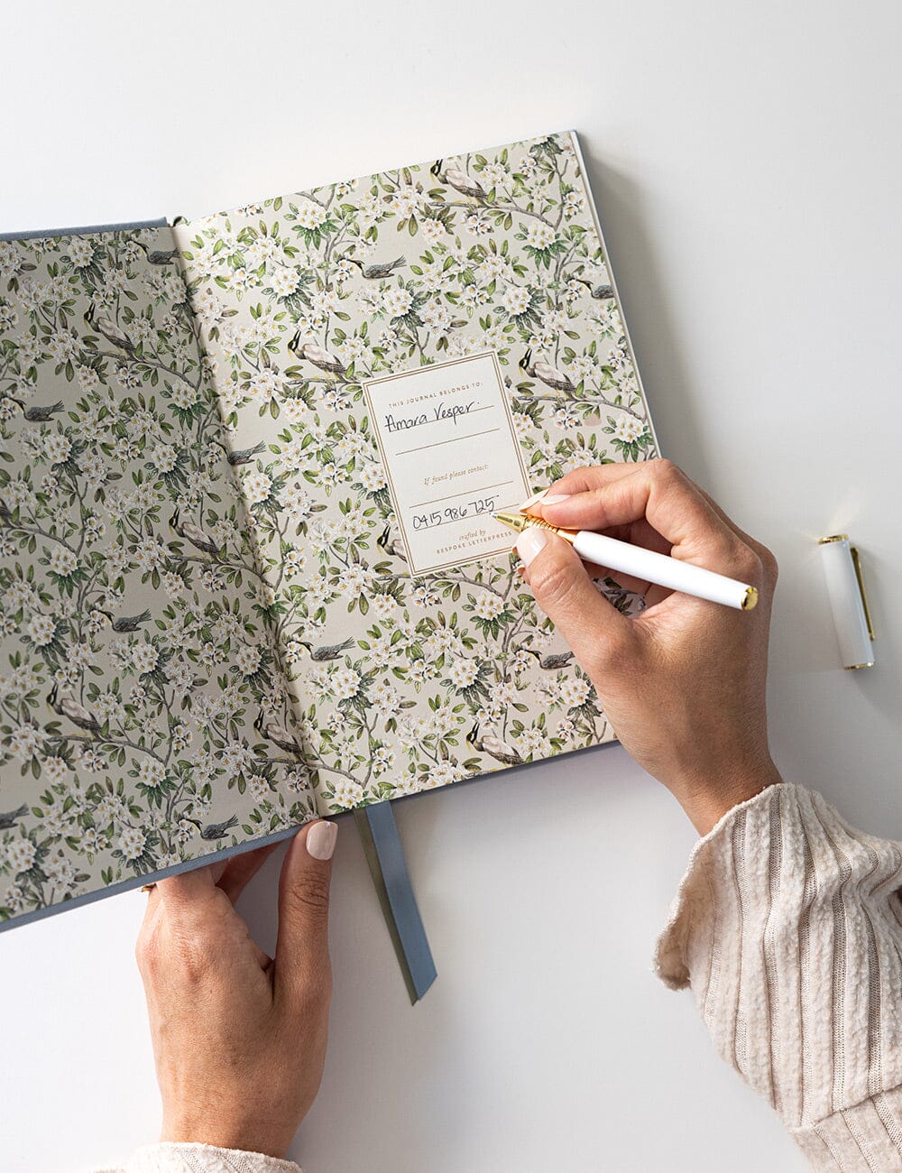 Linen Bound Journal - Luna Blue (Bullet Journal) Journals Bespoke Letterpress