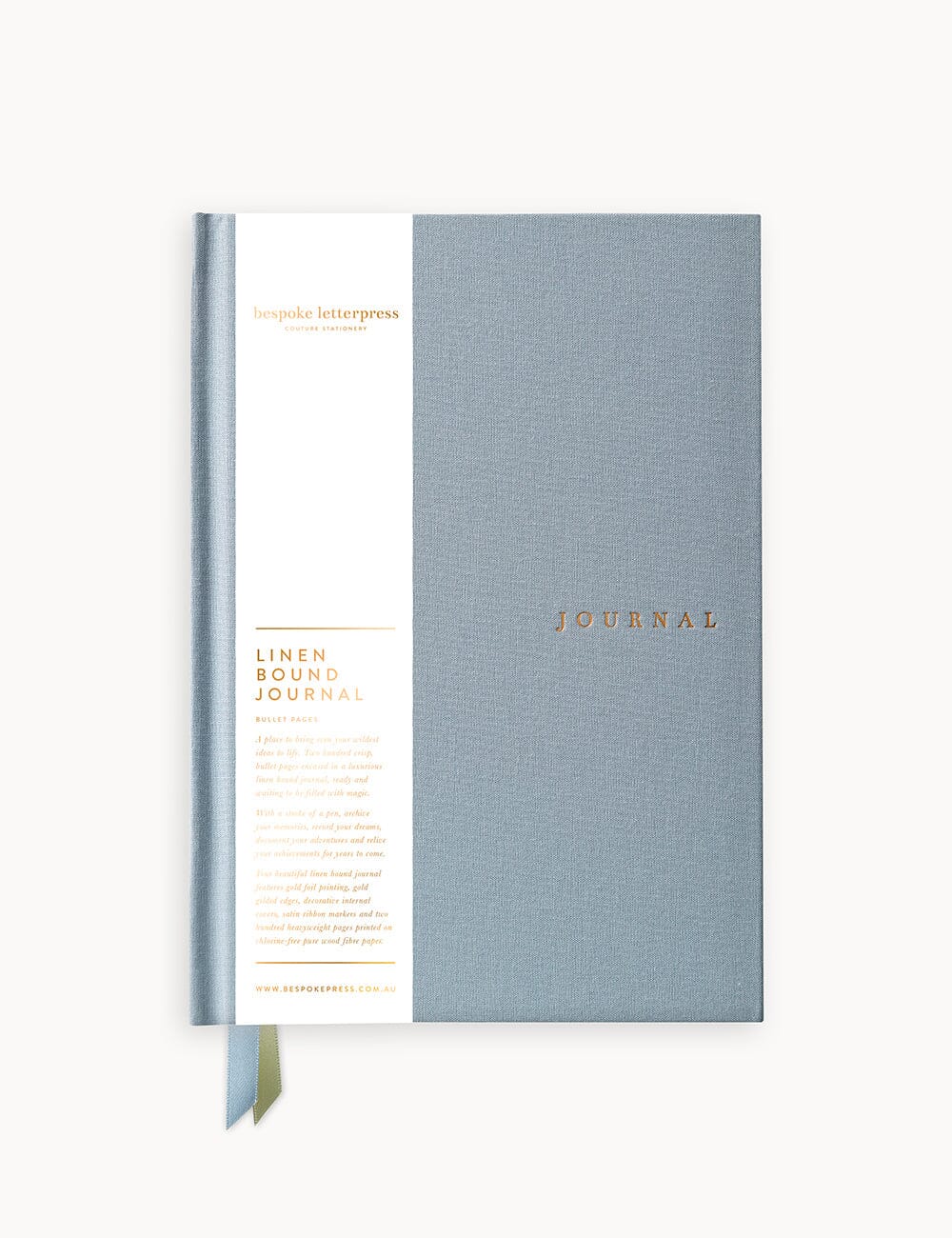 Linen Bound Journal - Luna Blue (Bullet Journal) Journals Bespoke Letterpress
