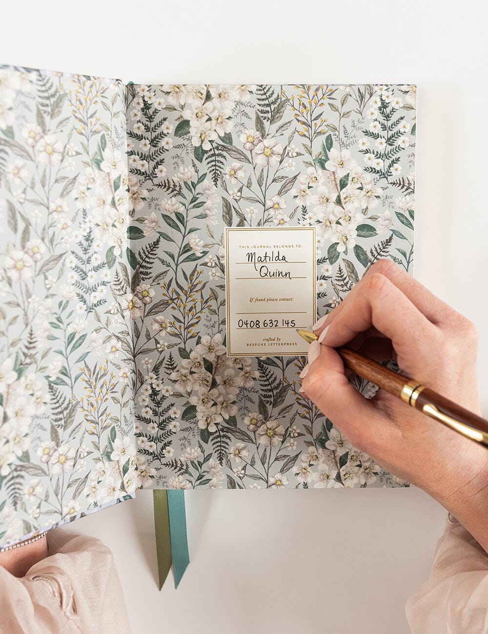 Linen Bound Journal - Ivory Garden (Bullet Journal) Journals Bespoke Letterpress