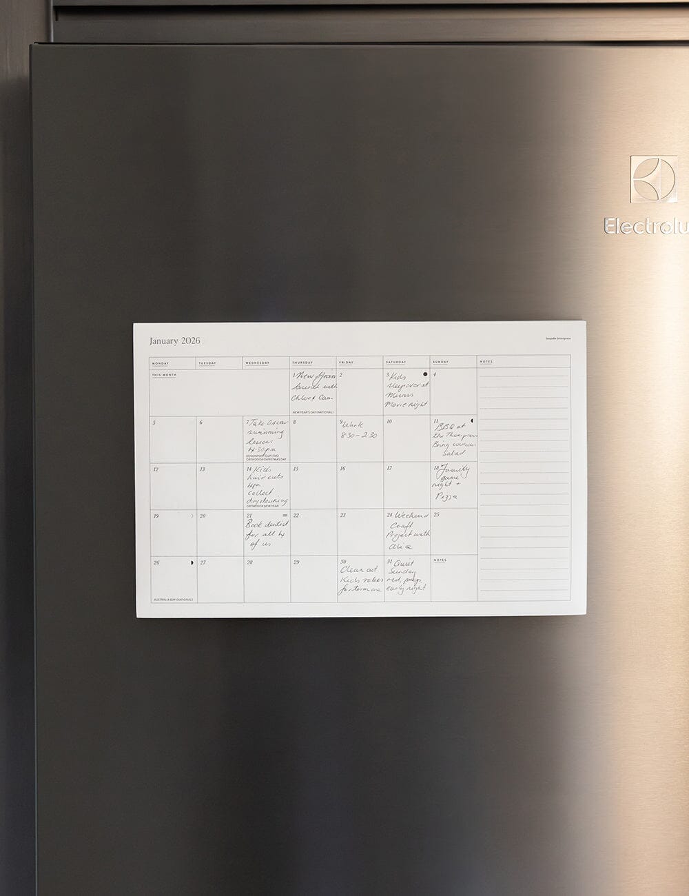 2026 Monthly Fridge Magnetic Calendar