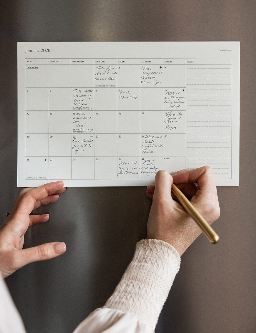 2026 Monthly Fridge Magnetic Calendar