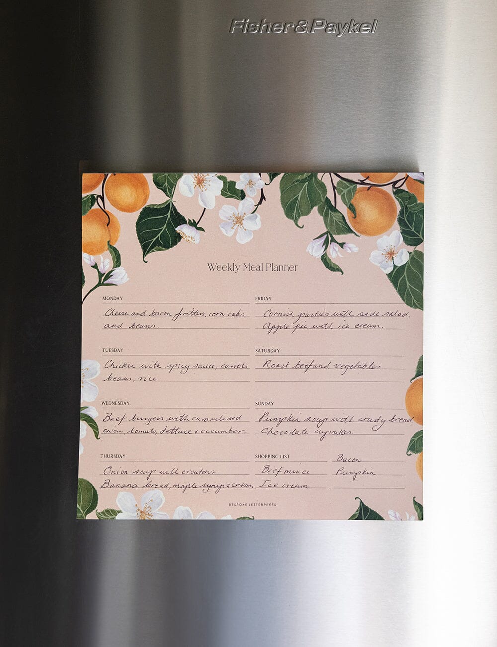 Meal Planner Notepad - Peaches
