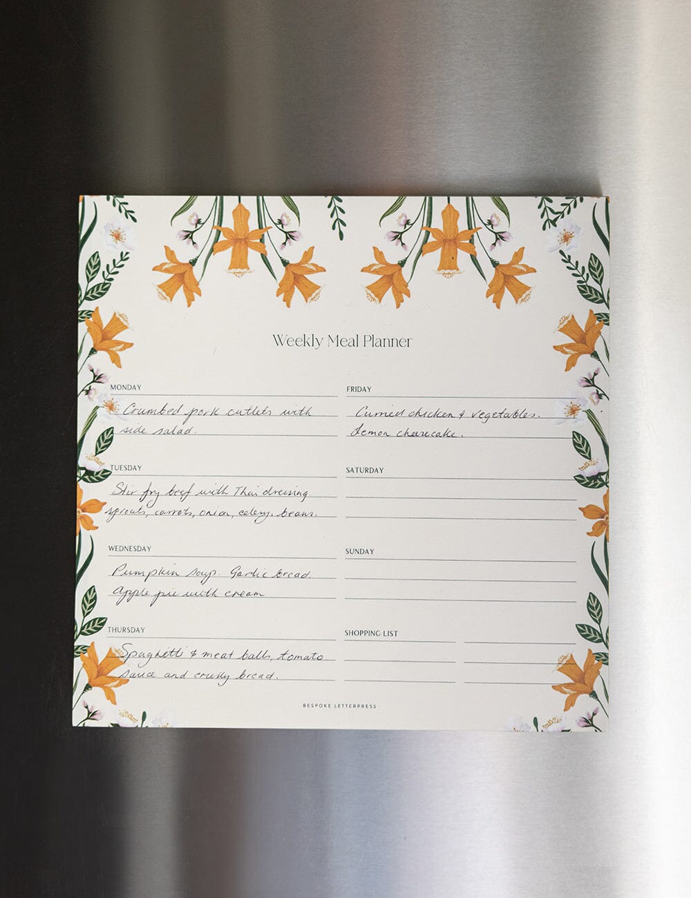 Meal Planner Notepad - Daffodil