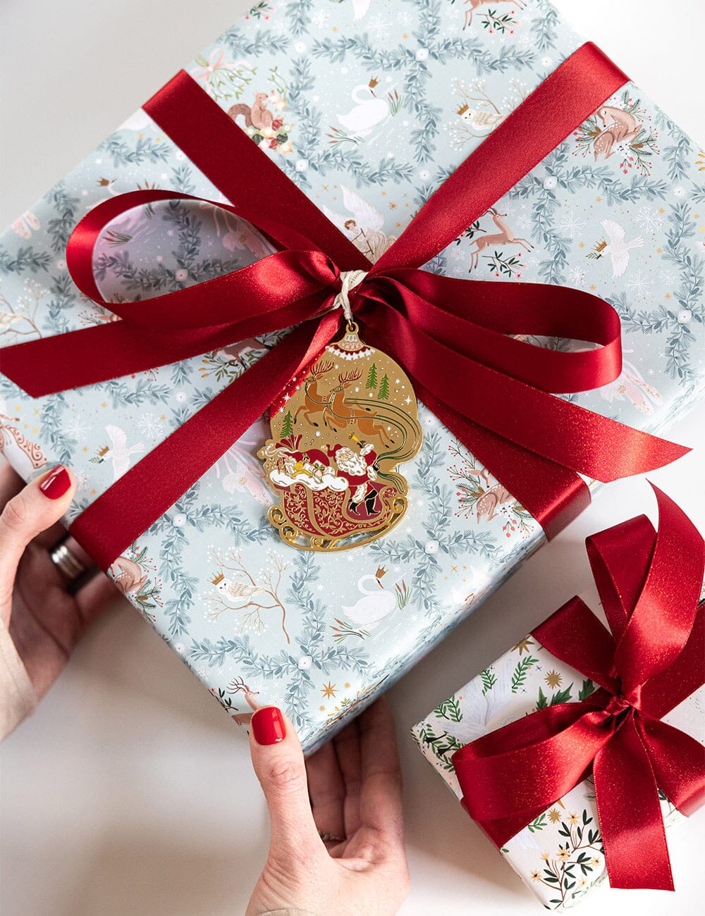 Fine Enamel Christmas Ornament - Santa with Sleigh Christmas Ornaments Bespoke Letterpress